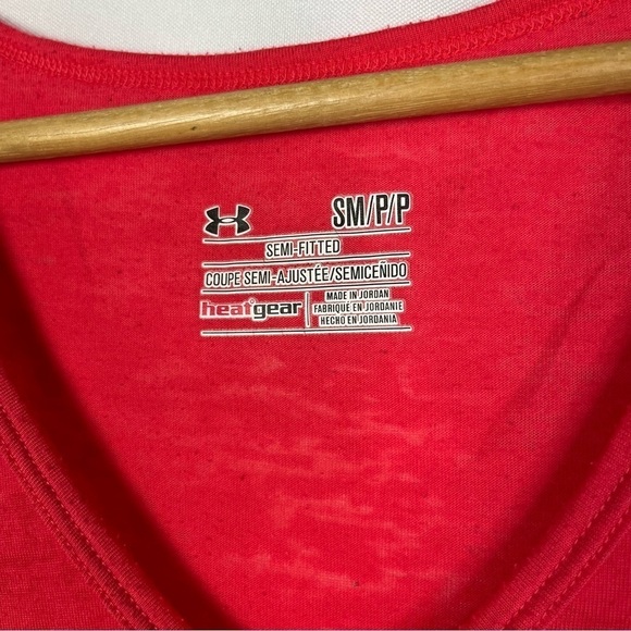 Under Armour Hot Pink Semi Fitted Burnout V-Neck Athletic T-Shirt S - Picture 4 of 4
